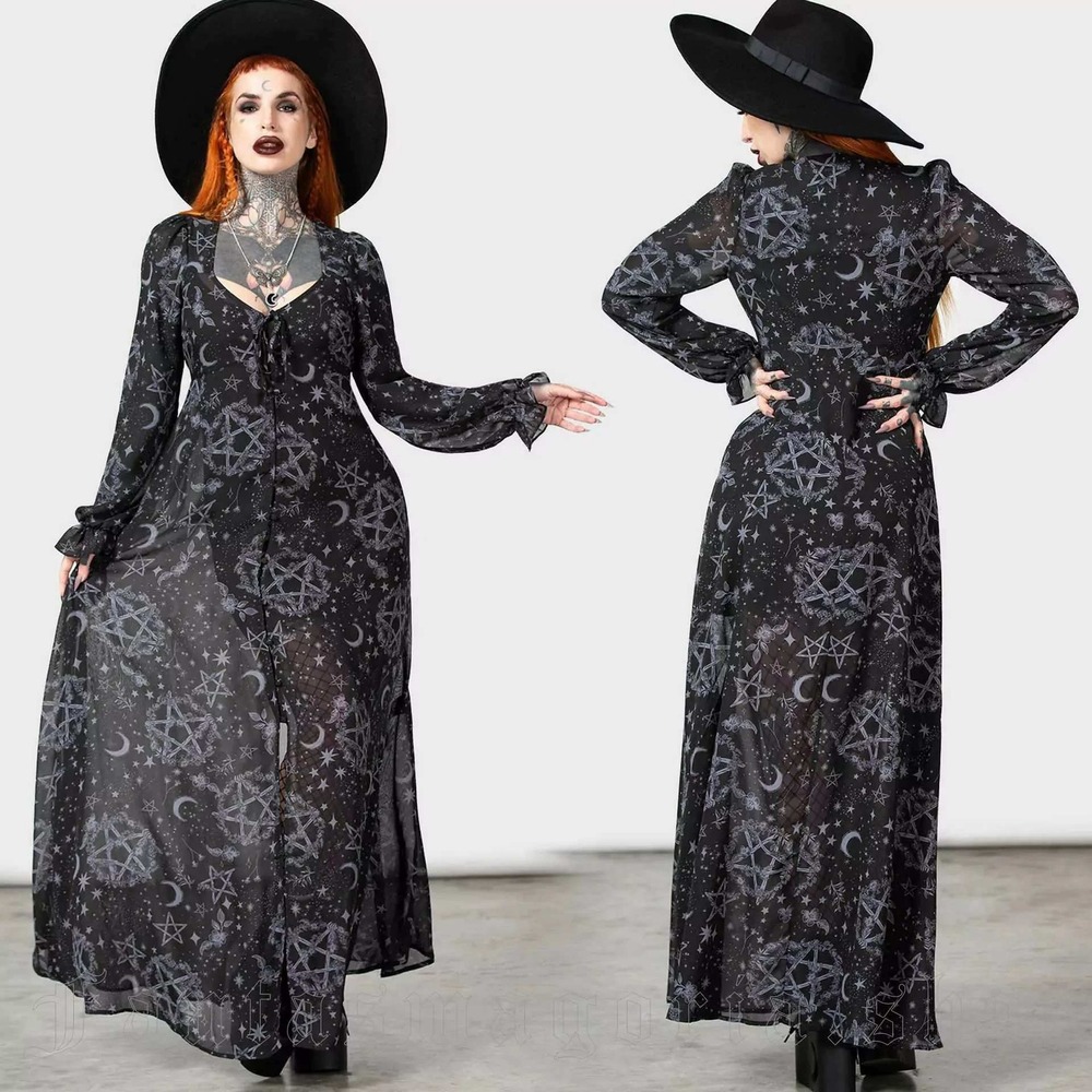 killstar lauma maxi dress witchy celestial print